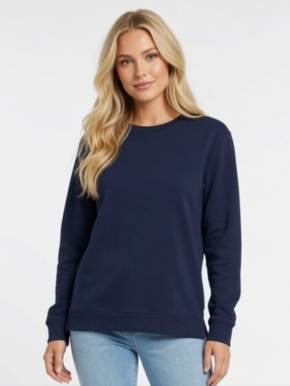 Geoffrey Beene Cotton Blend Navy Blue Crewneck Pullover (Size:large)